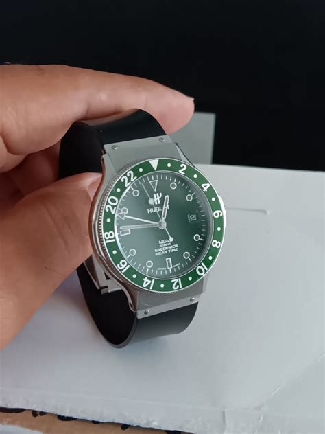 Hublot MDM Ref.1572.2 GMT Green Dial SS 36mm Men's Watch 